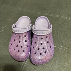 Purple glitter crocs